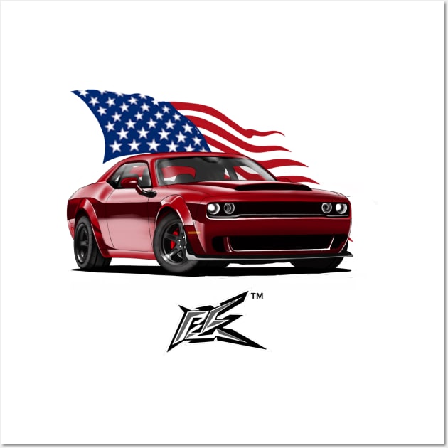 dodge challenger hellcat red Wall Art by naquash